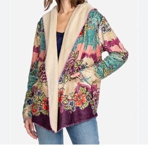 Johnny Was Ledona Sherpa hooded Jacket size L